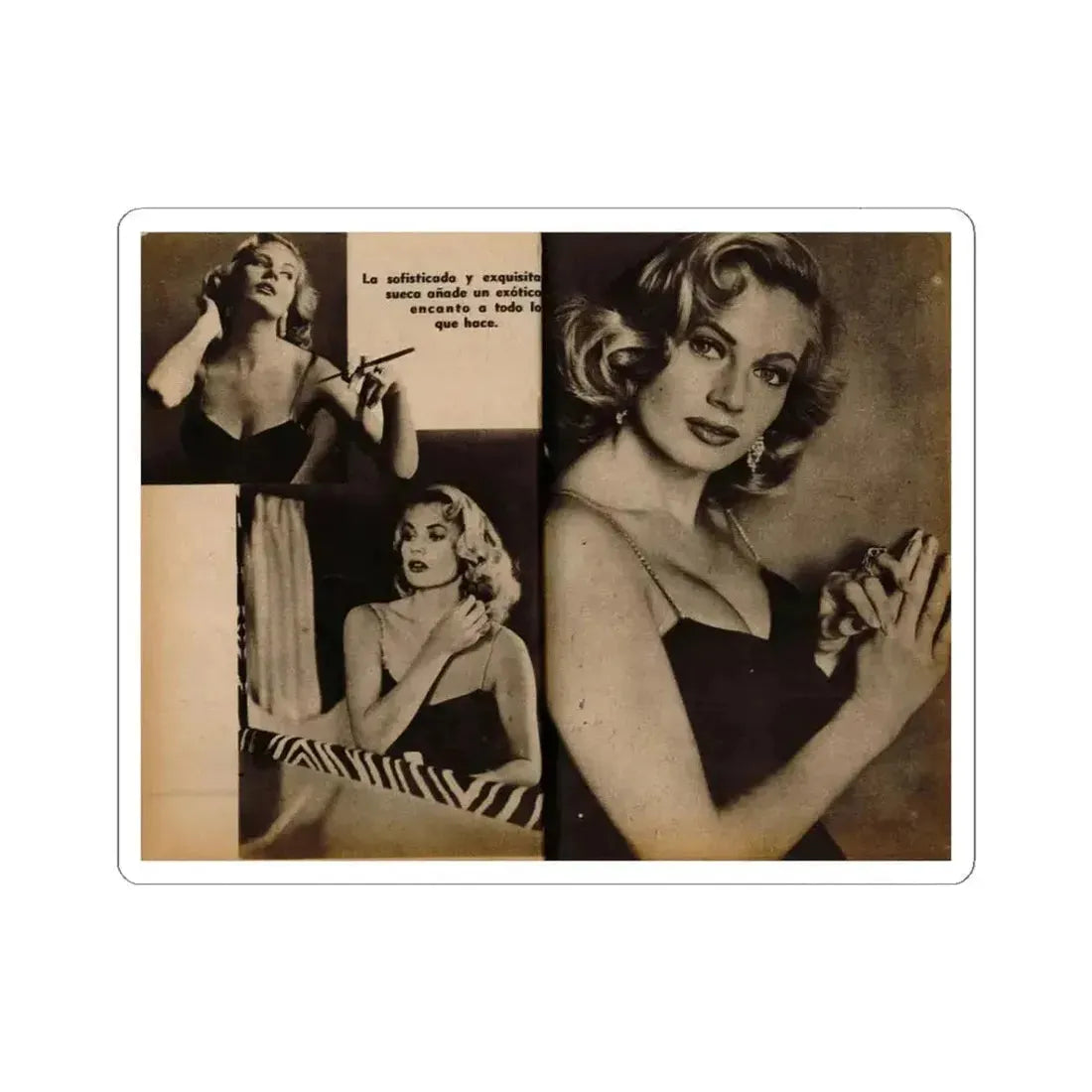 Anita Ekberg #239 - 3 B&W Photo from Foto Mag. '56 (Vintage Female Icon) STICKER Vinyl Kiss-Cut Decal 3 Inch White - The Sticker Space