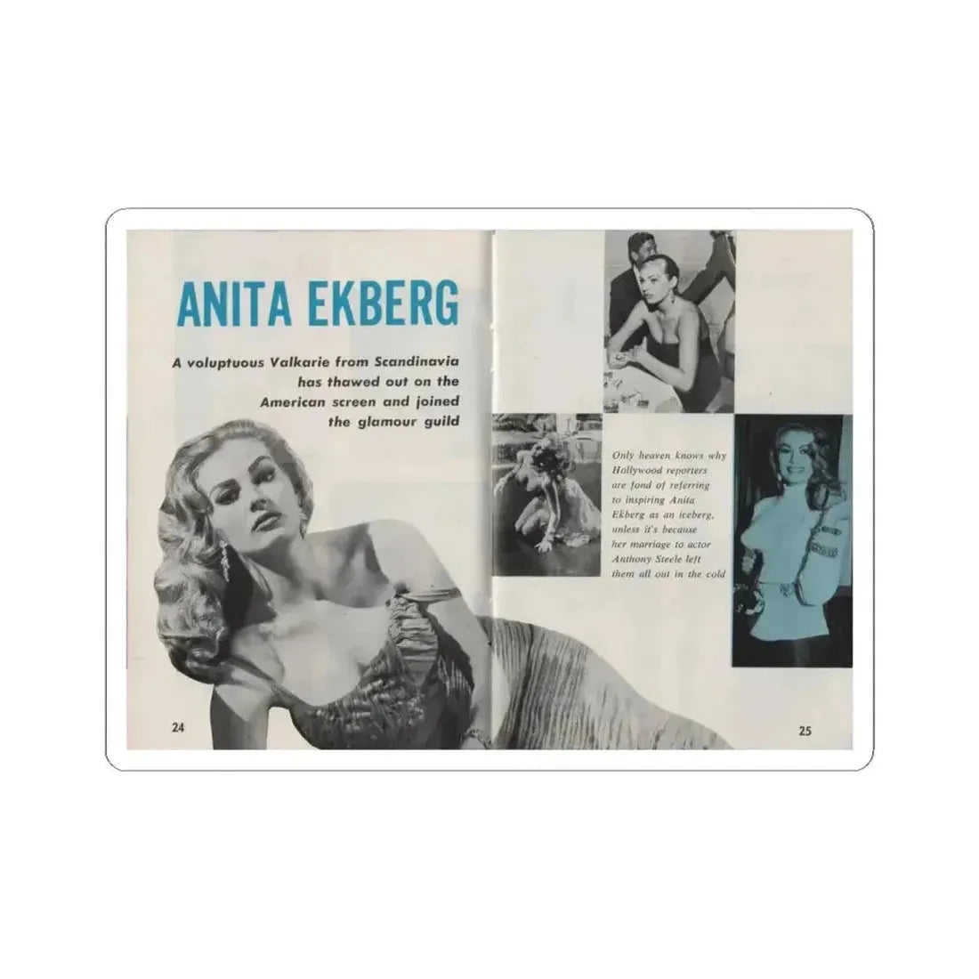 Anita Ekberg #311 - Pose! Pocket Mag. July '58 Photos (Vintage Female Icon) STICKER Vinyl Kiss-Cut Decal 4 Inch White - The Sticker Space