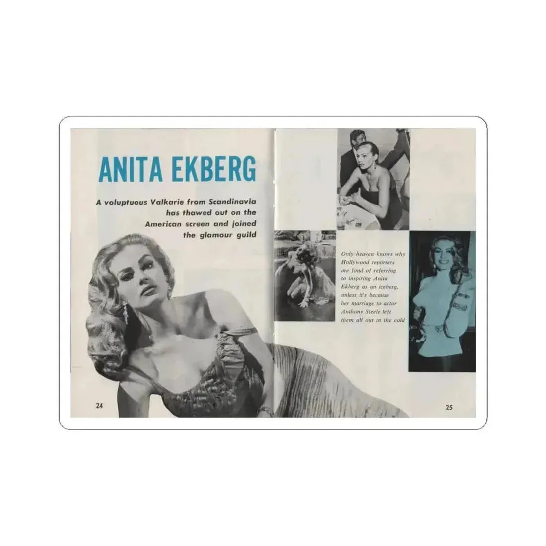 Anita Ekberg #311 - Pose! Pocket Mag. July '58 Photos (Vintage Female Icon) STICKER Vinyl Kiss-Cut Decal 6 Inch White - The Sticker Space