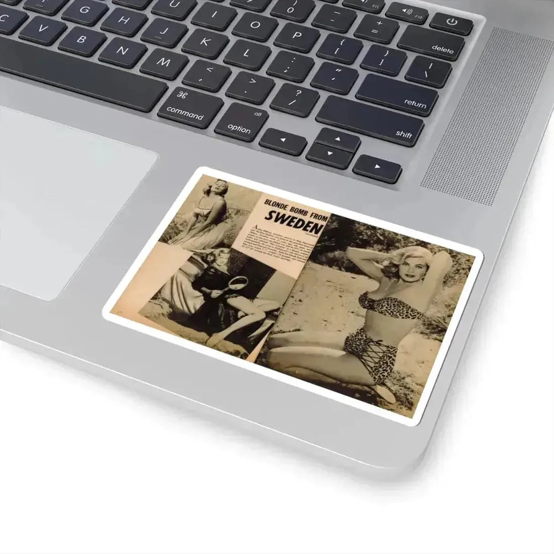 Anita Ekberg #320 - 2 Pages, 2 B&W Photos, 1 Full Page B&W Photo Brief Article concluded from Glamorous Models Mag. May '54 (Vintage Female Icon) STICKER Vinyl Kiss-Cut Decal - The Sticker Space