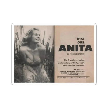 Anita Ekberg #325 - That Girl Anita Pocket Mag. '55 (Vintage Female Icon) STICKER Vinyl Kiss-Cut Decal 3 Inch White - The Sticker Space