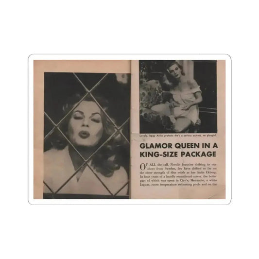 Anita Ekberg #326 - That Girl Anita Pocket Mag. '55 (Vintage Female Icon) STICKER Vinyl Kiss-Cut Decal 2 Inch White - The Sticker Space