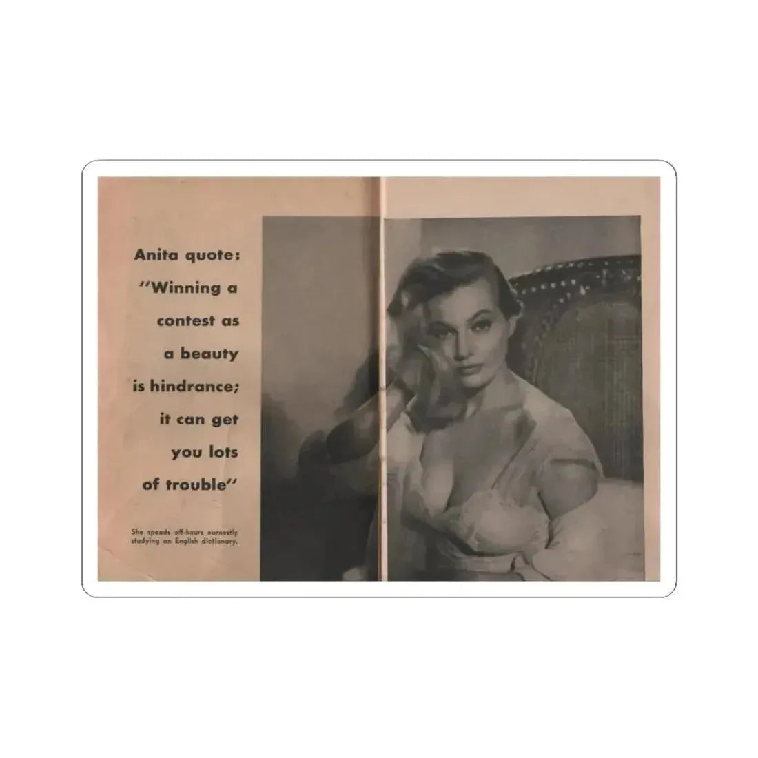 Anita Ekberg #327 - That Girl Anita Pocket Mag. '55 (Vintage Female Icon) STICKER Vinyl Kiss-Cut Decal 3 Inch White - The Sticker Space
