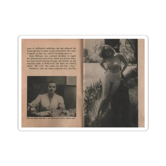 Anita Ekberg #328 - That Girl Anita Pocket Mag. '55 (Vintage Female Icon) STICKER Vinyl Kiss-Cut Decal 2 Inch White - The Sticker Space