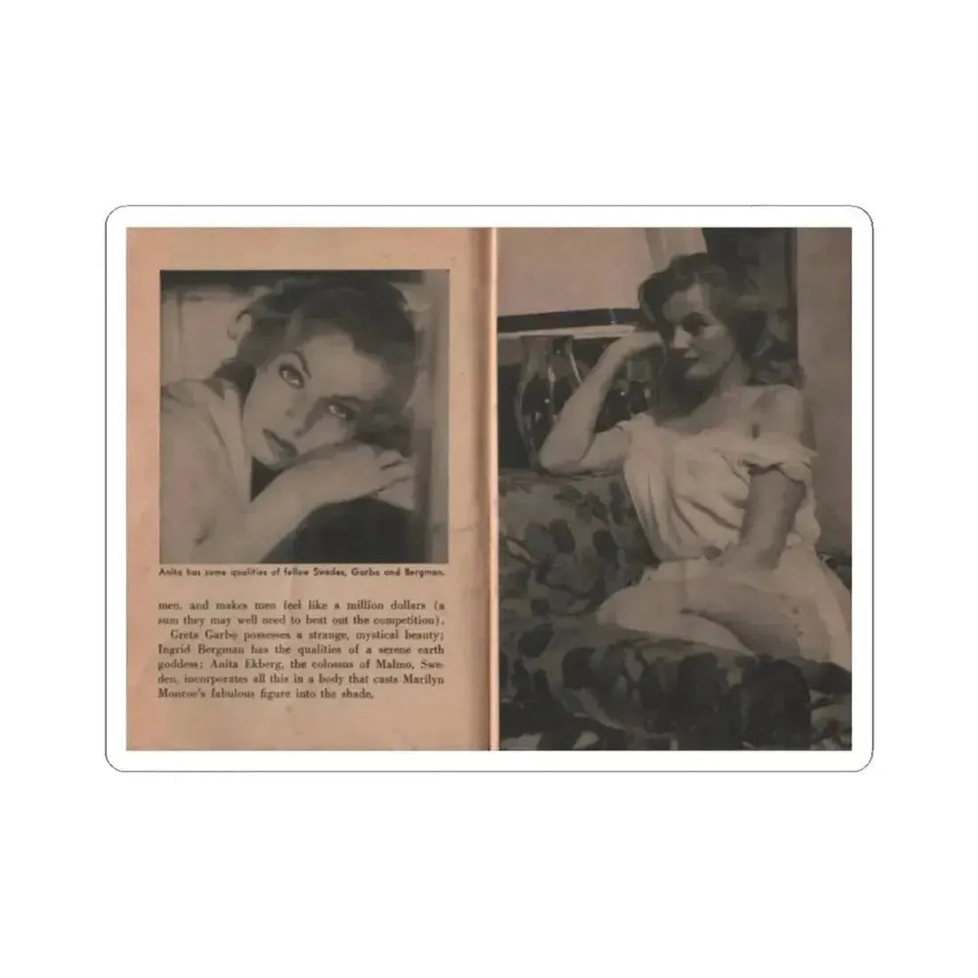 Anita Ekberg #329 - That Girl Anita Pocket Mag. '55 (Vintage Female Icon) STICKER Vinyl Kiss-Cut Decal 2 Inch White - The Sticker Space