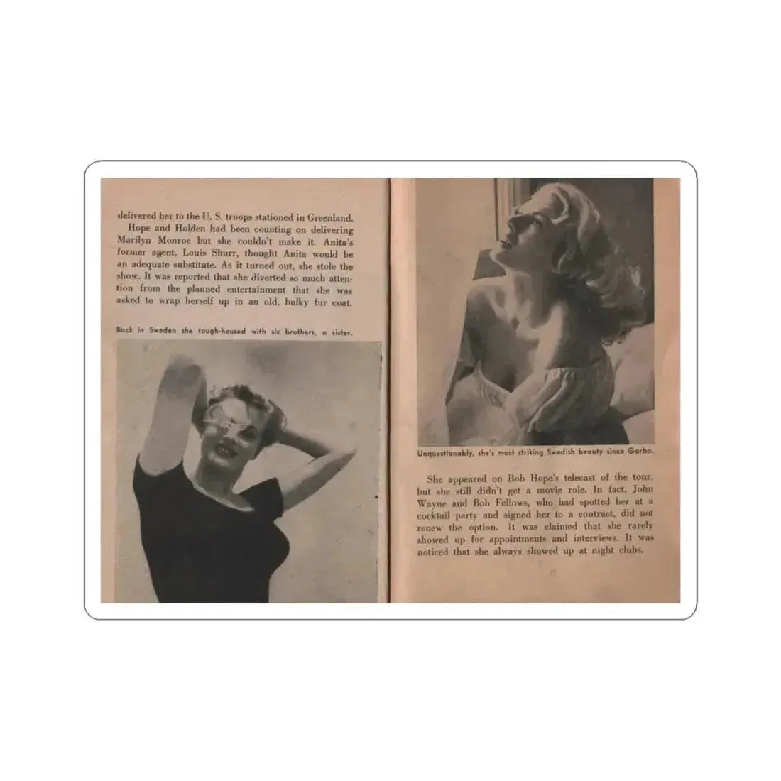 Anita Ekberg #341 - That Girl Anita Pocket Mag. '55 (Vintage Female Icon) STICKER Vinyl Kiss-Cut Decal 6 Inch White - The Sticker Space