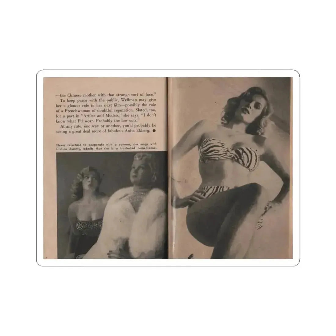 Anita Ekberg #348 - That Girl Anita Pocket Mag. '55 (Vintage Female Icon) STICKER Vinyl Kiss-Cut Decal 6 Inch White - The Sticker Space