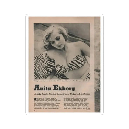 Anita Ekberg #391 - Fabulous Females Mag. Issue #1 '55 - 1 B&W & More (Vintage Female Icon) STICKER Vinyl Kiss-Cut Decal 2 Inch White - The Sticker Space
