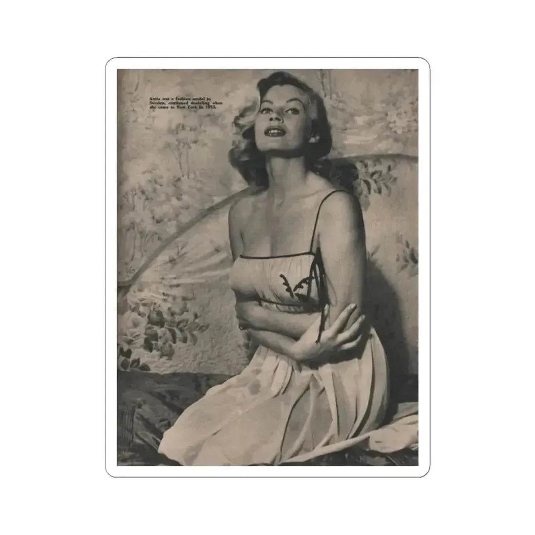 Anita Ekberg #392 - Fabulous Females Mag. Issue #1 '55 - 1 B&W Photo (Vintage Female Icon) STICKER Vinyl Kiss-Cut Decal 6 Inch White - The Sticker Space