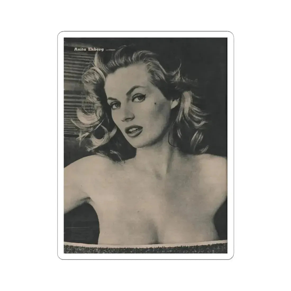 Anita Ekberg #393 - Fabulous Females Mag. Issue #1 '55 - 1 B&W Photo (Vintage Female Icon) STICKER Vinyl Kiss-Cut Decal 6 Inch White - The Sticker Space