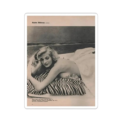 Anita Ekberg #395 - Fabulous Females Mag. Issue #1 '55 - Part of B&W Centerfold (Vintage Female Icon) STICKER Vinyl Kiss-Cut Decal 3 Inch White - The Sticker Space