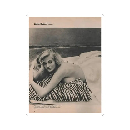 Anita Ekberg #395 - Fabulous Females Mag. Issue #1 '55 - Part of B&W Centerfold (Vintage Female Icon) STICKER Vinyl Kiss-Cut Decal 6 Inch White - The Sticker Space