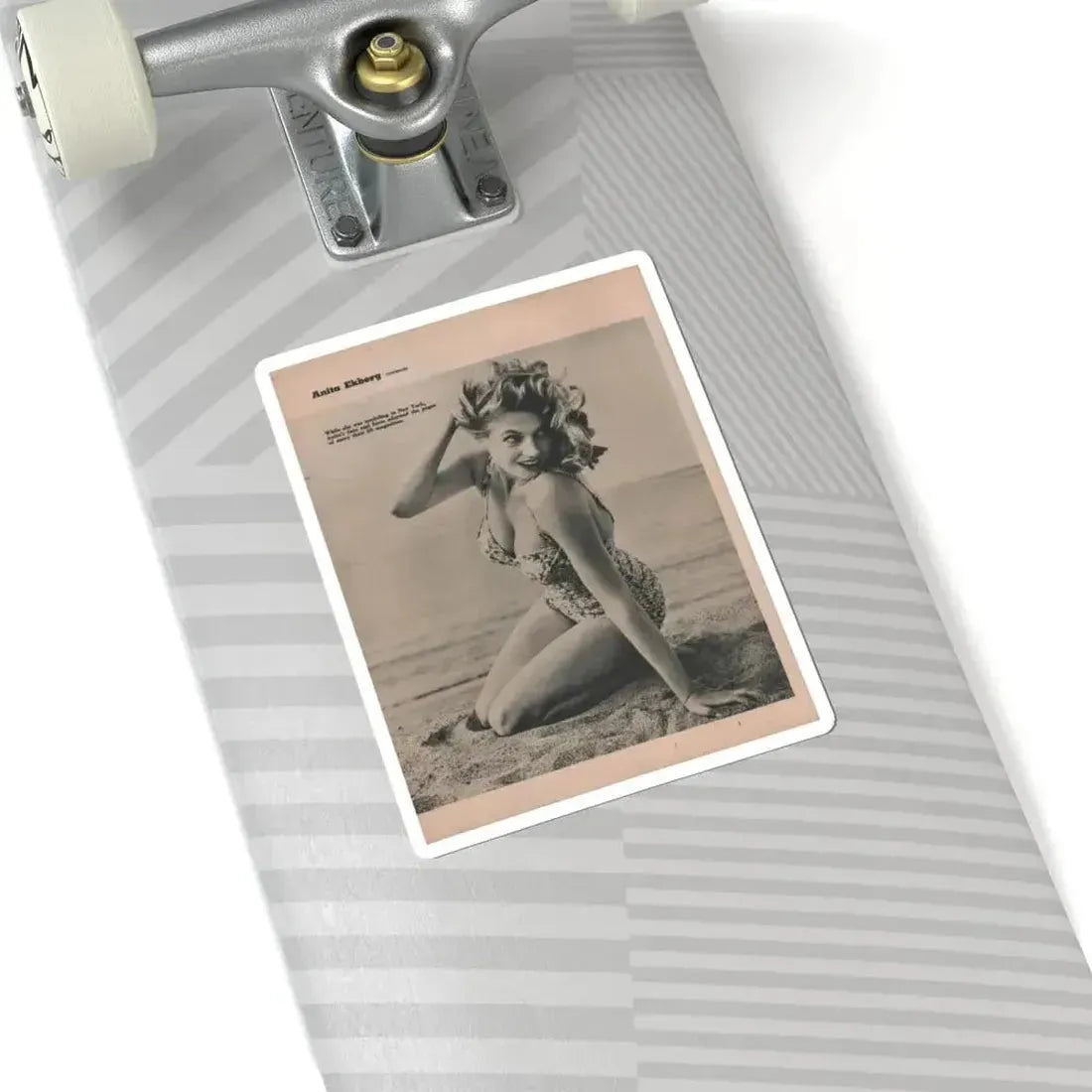 Anita Ekberg #397 - Fabulous Females Mag. Issue #1 '55 - 1 B&W Photo & Caption (Vintage Female Icon) STICKER Vinyl Kiss-Cut Decal - The Sticker Space
