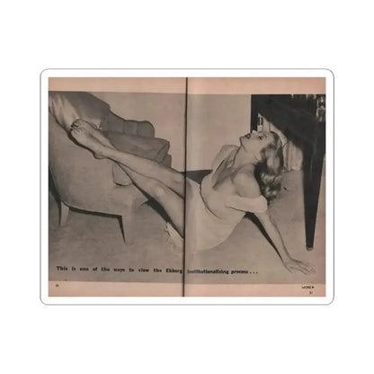 Anita Ekberg #402 - PHOTO Digest Mag. Nov. '55 - 2 Pages, 1 B&W Centerfold (Vintage Female Icon) STICKER Vinyl Kiss-Cut Decal 3 Inch White - The Sticker Space
