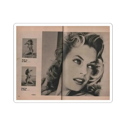 Anita Ekberg #403 - PHOTO Digest Mag. Nov. '55 - 2 Pages, 3 B&W Pics (Vintage Female Icon) STICKER Vinyl Kiss-Cut Decal 3 Inch White - The Sticker Space