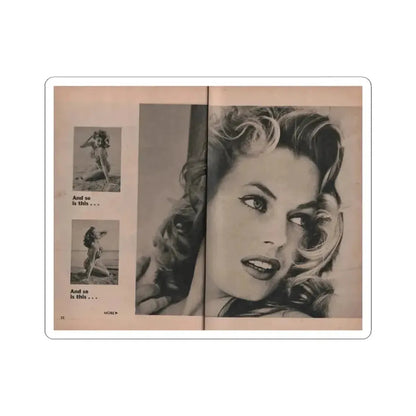 Anita Ekberg #403 - PHOTO Digest Mag. Nov. '55 - 2 Pages, 3 B&W Pics (Vintage Female Icon) STICKER Vinyl Kiss-Cut Decal 4 Inch White - The Sticker Space