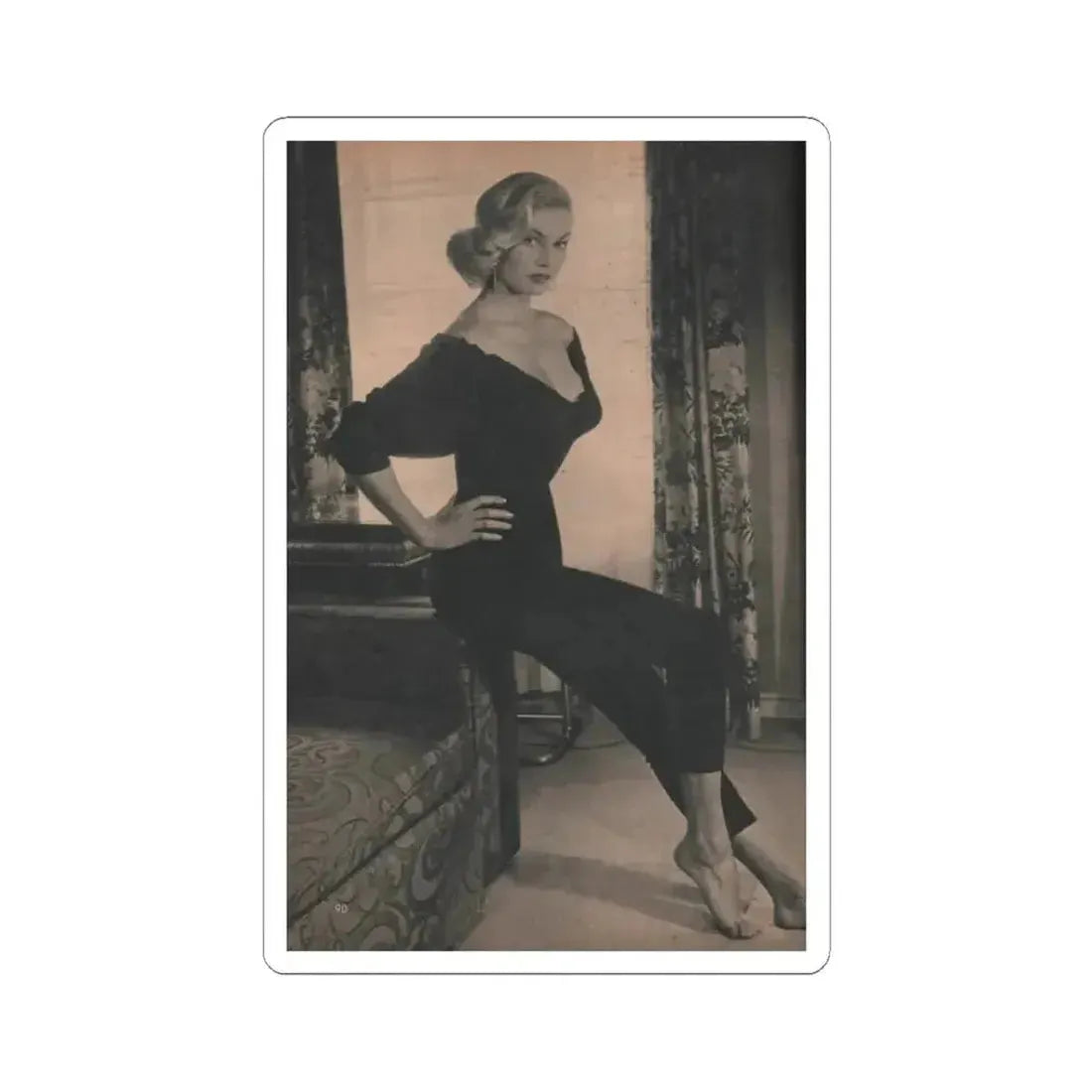 Anita Ekberg #410 - EYE Digest Mag. Nov. '53 - 1 Page & 1 B&W Photo (Vintage Female Icon) STICKER Vinyl Kiss-Cut Decal 3 Inch White - The Sticker Space