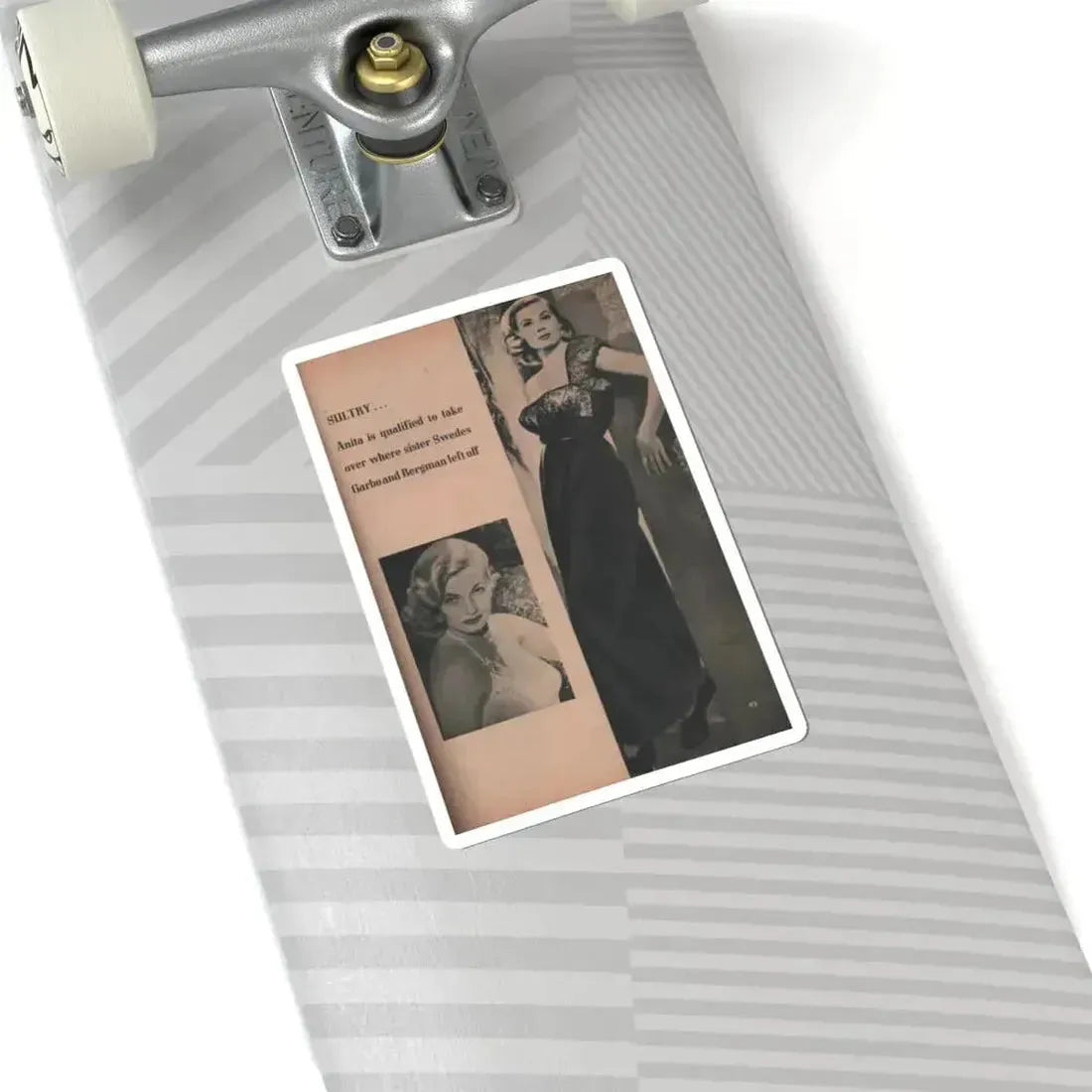 Anita Ekberg #413 - EYE Digest Mag. Nov. '53 - 1 Page, 2 B&W Pics & Caption (Vintage Female Icon) STICKER Vinyl Kiss-Cut Decal - The Sticker Space