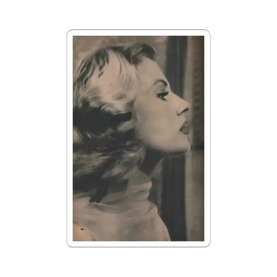 Anita Ekberg #414 - EYE Digest Mag. Nov. '53 - 1 Page, 1 B&W Photo (Vintage Female Icon) STICKER Vinyl Kiss-Cut Decal 3 Inch White - The Sticker Space