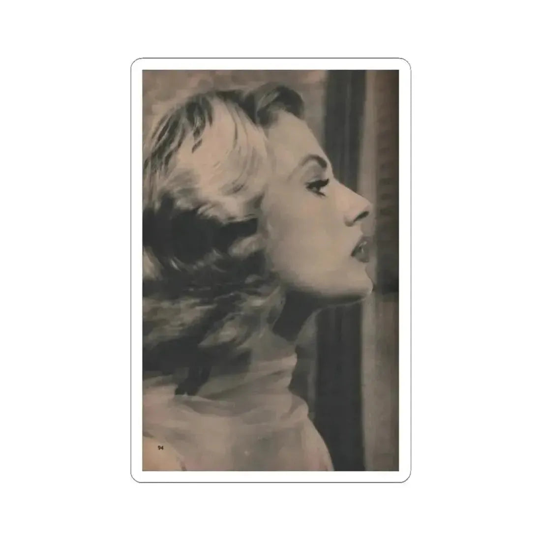 Anita Ekberg #414 - EYE Digest Mag. Nov. '53 - 1 Page, 1 B&W Photo (Vintage Female Icon) STICKER Vinyl Kiss-Cut Decal 6 Inch White - The Sticker Space
