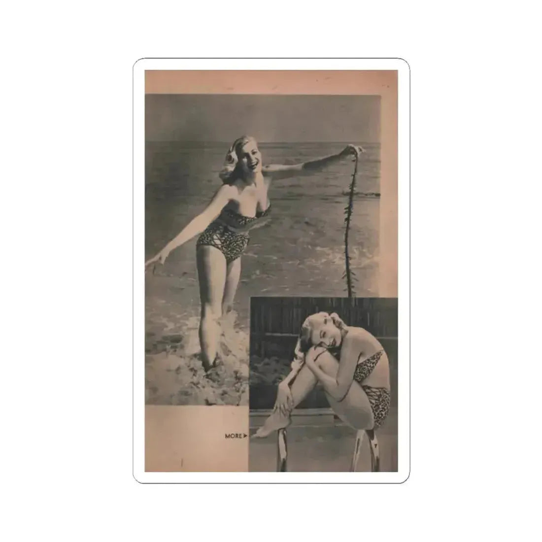 Anita Ekberg #420 - EYE Digest Mag. Jan. '54 - 1 Pages & 2 B&W Photos (Vintage Female Icon) STICKER Vinyl Kiss-Cut Decal 2 Inch White - The Sticker Space