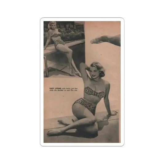 Anita Ekberg #421 - EYE Digest Mag. Jan. '54 - 1 Pages & 2 B&W Photos (Vintage Female Icon) STICKER Vinyl Kiss-Cut Decal 2 Inch White - The Sticker Space
