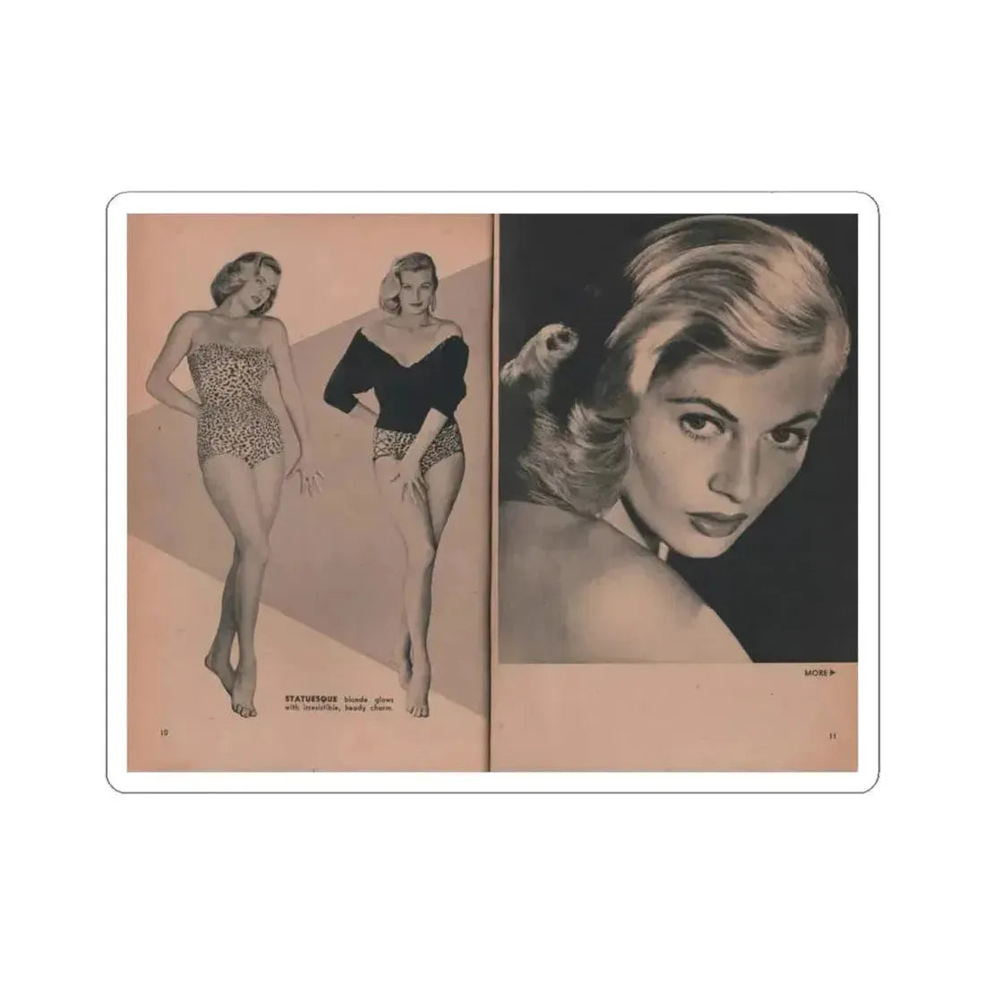 Anita Ekberg #430 - PHOTO Digest Mag. May '54 - 2 Pages & 3 B&W Photos (Vintage Female Icon) STICKER Vinyl Kiss-Cut Decal 4 Inch White - The Sticker Space