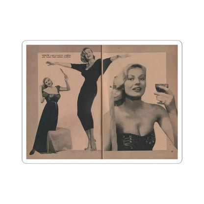Anita Ekberg #431 - PHOTO Digest Mag. May '54 - 2 Pages & 3 B&W Photos (Vintage Female Icon) STICKER Vinyl Kiss-Cut Decal 3 Inch White - The Sticker Space