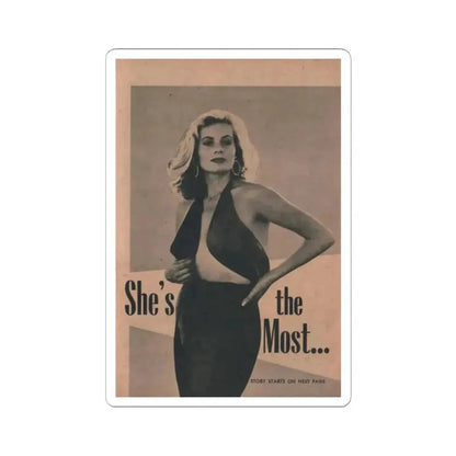 Anita Ekberg #432 - PHOTO Digest March '55 - 1 Page & 1 B&W Photo on Reverse Side of Cover (Vintage Female Icon) STICKER Vinyl Kiss-Cut Decal 2 Inch White - The Sticker Space