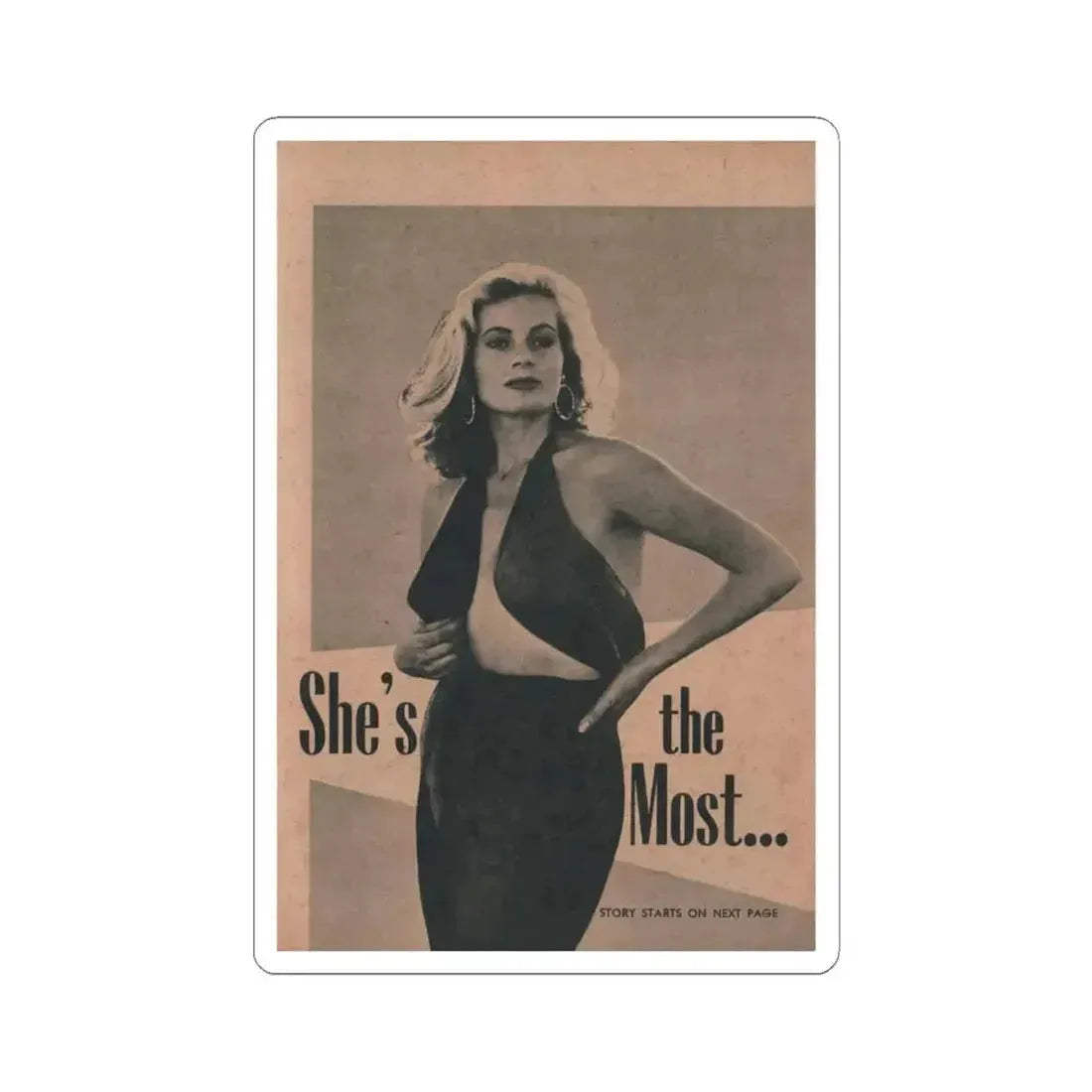 Anita Ekberg #432 - PHOTO Digest March '55 - 1 Page & 1 B&W Photo on Reverse Side of Cover (Vintage Female Icon) STICKER Vinyl Kiss-Cut Decal 6 Inch White - The Sticker Space
