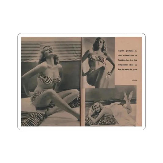 Anita Ekberg #436 - PHOTO Digest March '55 - 3 Pages, 3 B&W Photos & Caption (Vintage Female Icon) STICKER Vinyl Kiss-Cut Decal 2 Inch White - The Sticker Space