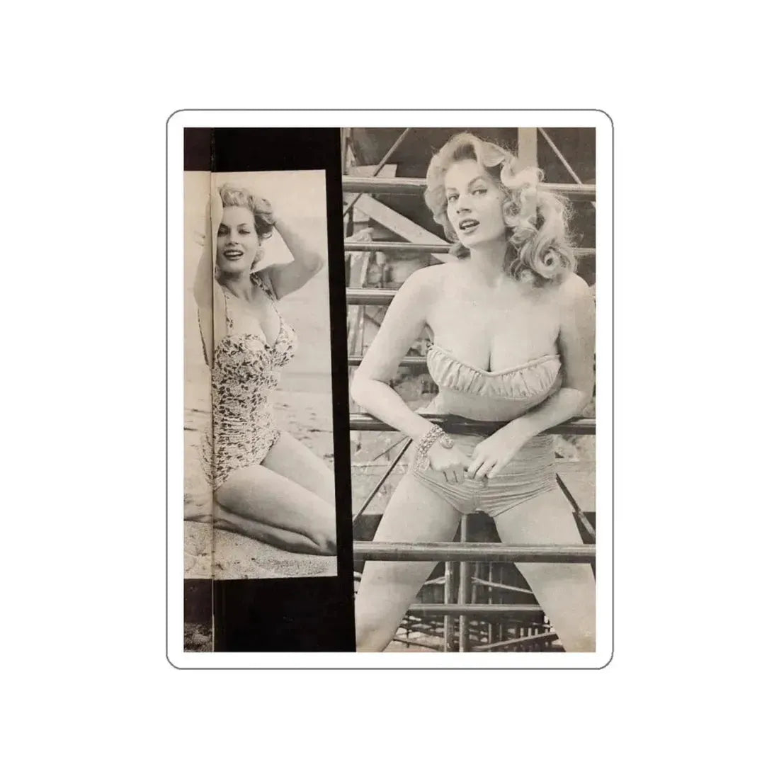 Anita Ekberg #448 - 1 Page, 2 B&W Photos from After Hours Vol. 1, No. 4 '57 Mag. (Vintage Female Icon) STICKER Vinyl Die-Cut Decal White Die-Cut 6 Inch - The Sticker Space