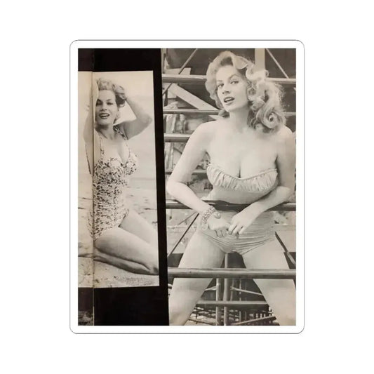 Anita Ekberg #448 - 1 Page, 2 B&W Photos from After Hours Vol. 1, No. 4 '57 Mag. (Vintage Female Icon) STICKER Vinyl Kiss-Cut Decal 2 Inch White - The Sticker Space