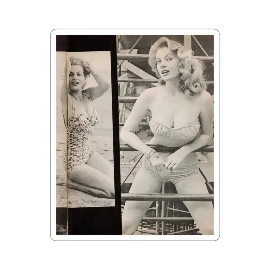 Anita Ekberg #448 - 1 Page, 2 B&W Photos from After Hours Vol. 1, No. 4 '57 Mag. (Vintage Female Icon) STICKER Vinyl Kiss-Cut Decal 3 Inch White - The Sticker Space