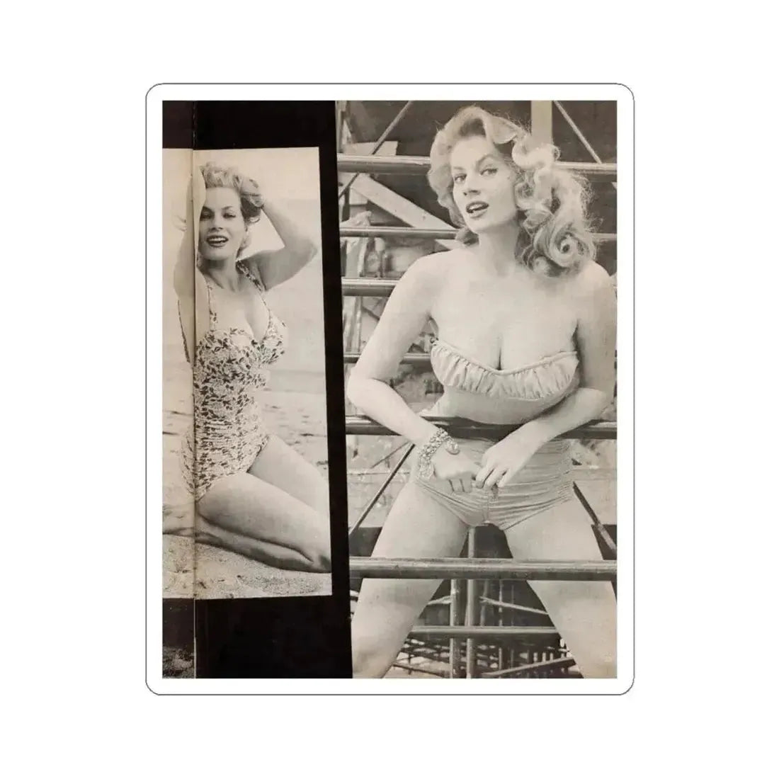 Anita Ekberg #448 - 1 Page, 2 B&W Photos from After Hours Vol. 1, No. 4 '57 Mag. (Vintage Female Icon) STICKER Vinyl Kiss-Cut Decal 6 Inch White - The Sticker Space