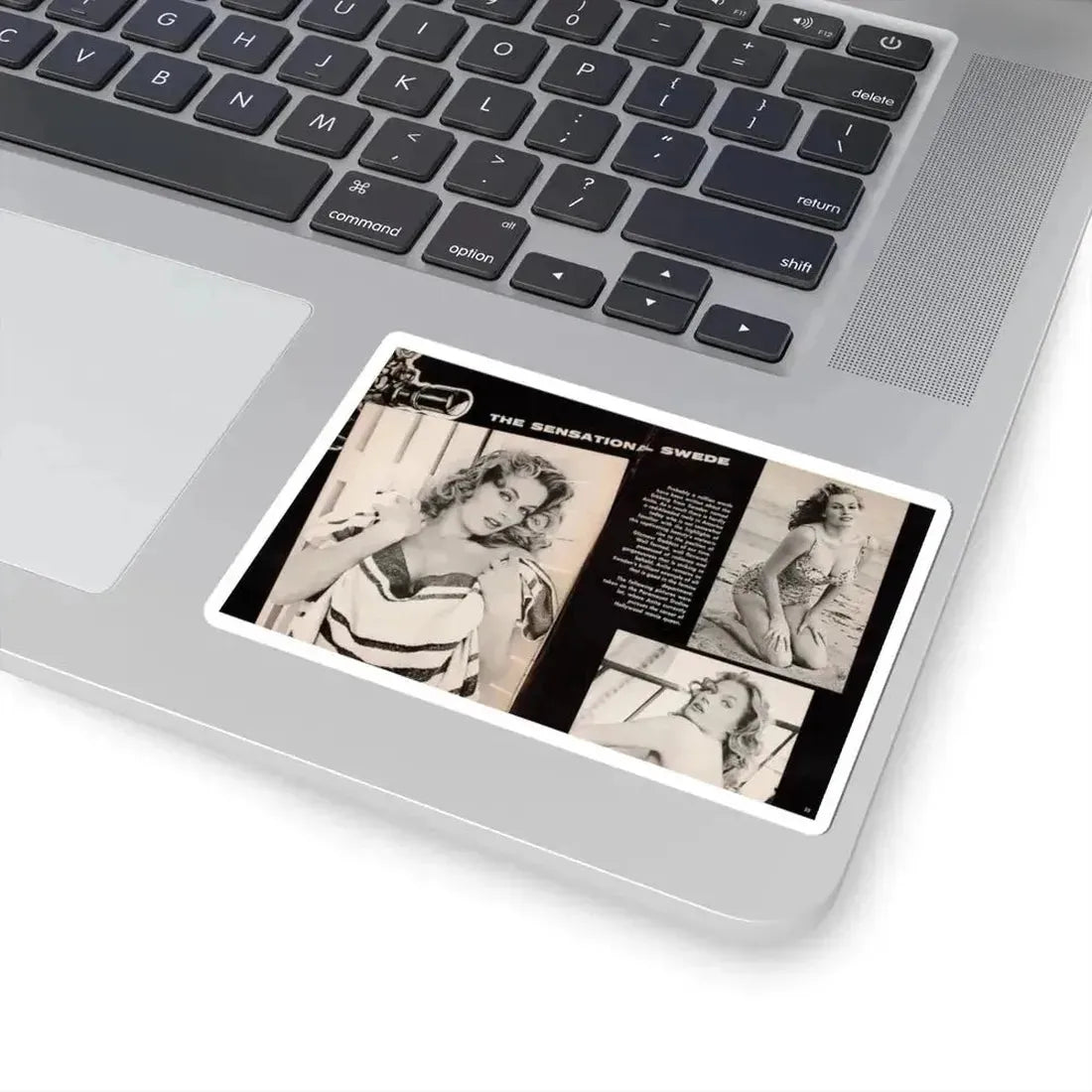 Anita Ekberg #449 - 2 Pages, 3 B&W Photos, Headline & Short Article from After Hours Vol. 1, No. 4 '57 Mag. (Vintage Female Icon) STICKER Vinyl Kiss-Cut Decal - The Sticker Space