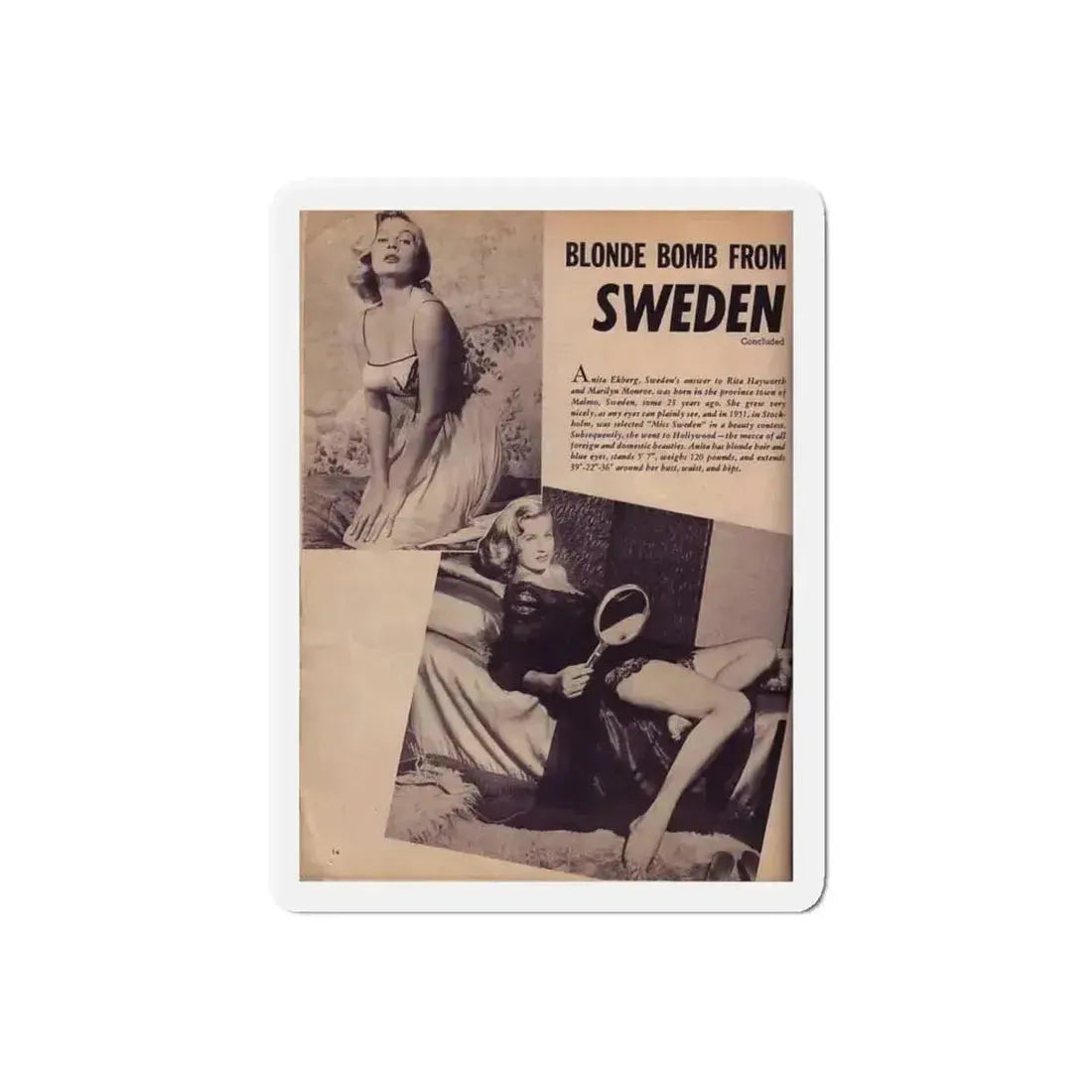 Anita Ekberg #93 - Mag. Clipping (Vintage Female Icon) Refrigerator Magnet - The Sticker Space