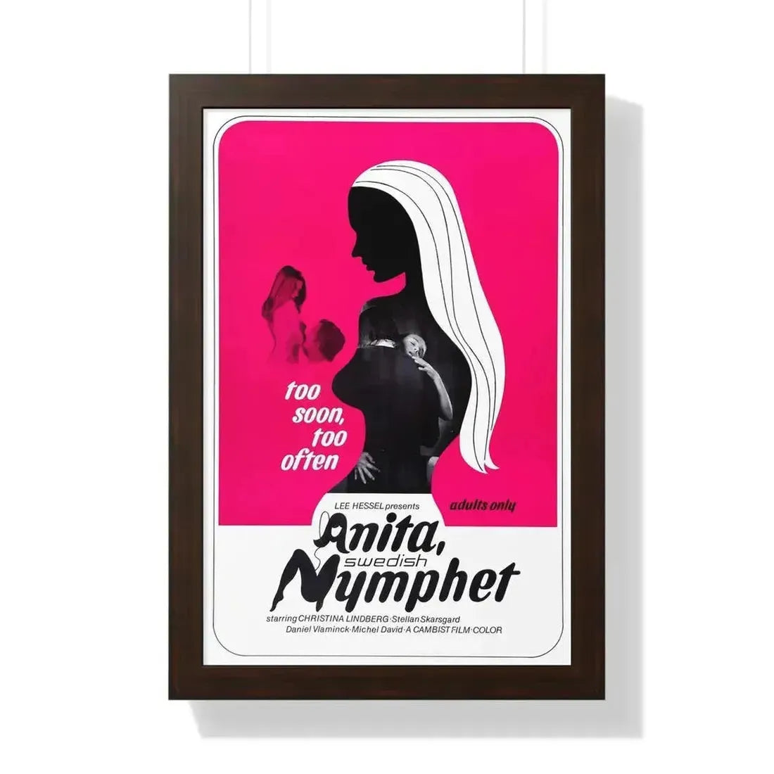 ANITA SWEDISH NYMPHET 1973 - Framed Movie Poster 16″ x 24″ Walnut - The Sticker Space