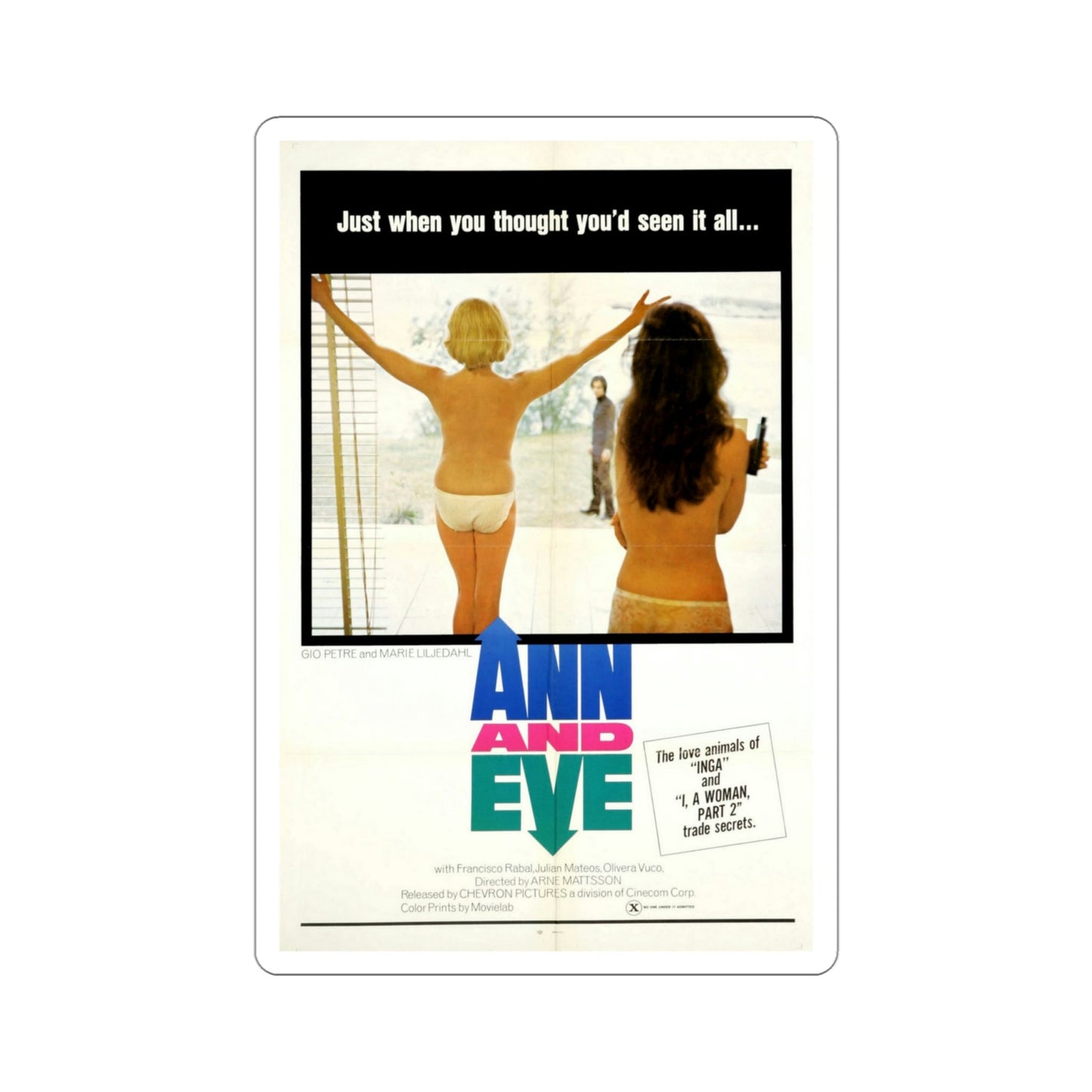 Ann and Eve 1970 Movie Poster STICKER Vinyl Die-Cut Decal-4 Inch-The Sticker Space