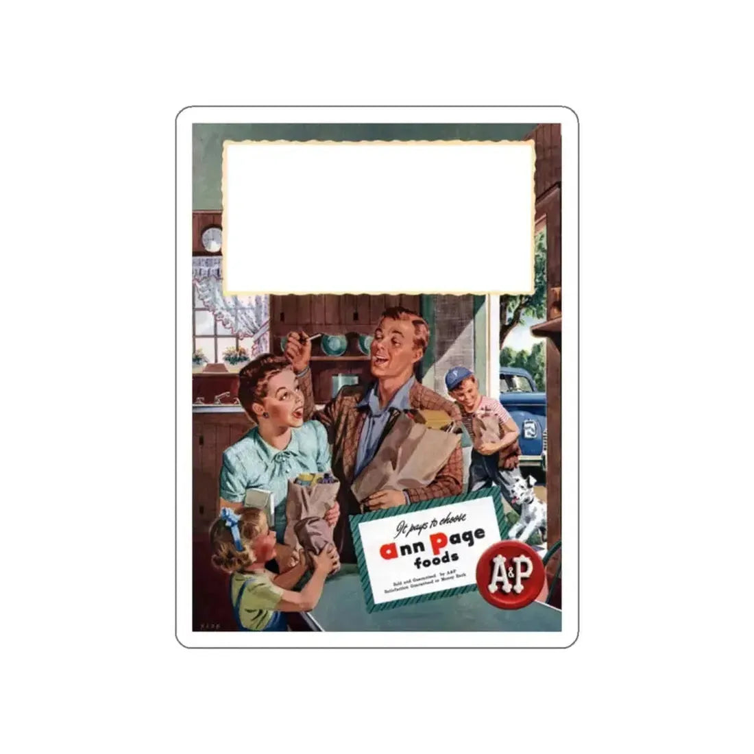 Ann Page ad, Woman's Day, June 1947 (Magazine Illustration) STICKER Vinyl Die-Cut Decal White Die-Cut 2 Inch - The Sticker Space