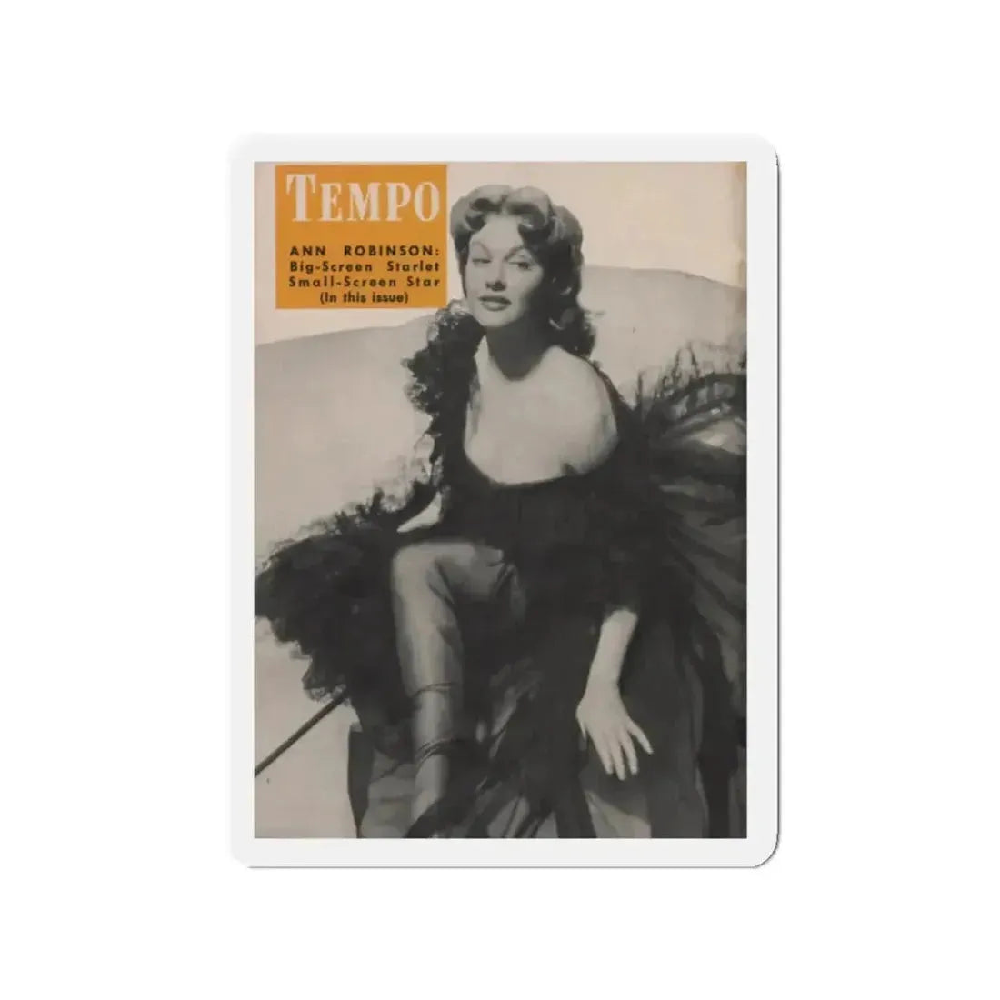 Ann Robinson #18 - Ann on Back Cover in B&W from TEMPO Pocket Mag. 11-29-55 (Vintage Female Icon) Refrigerator Magnet - The Sticker Space