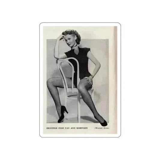 Ann Robinson #40 - 1 B&W Medium Size Full Body Leggy Cheesecake Photo from DE LACH Dutch Film Star Mag. 4-24-59 (Vintage Female Icon) STICKER Vinyl Die-Cut Decal White Die-Cut 2 Inch - The Sticker Space