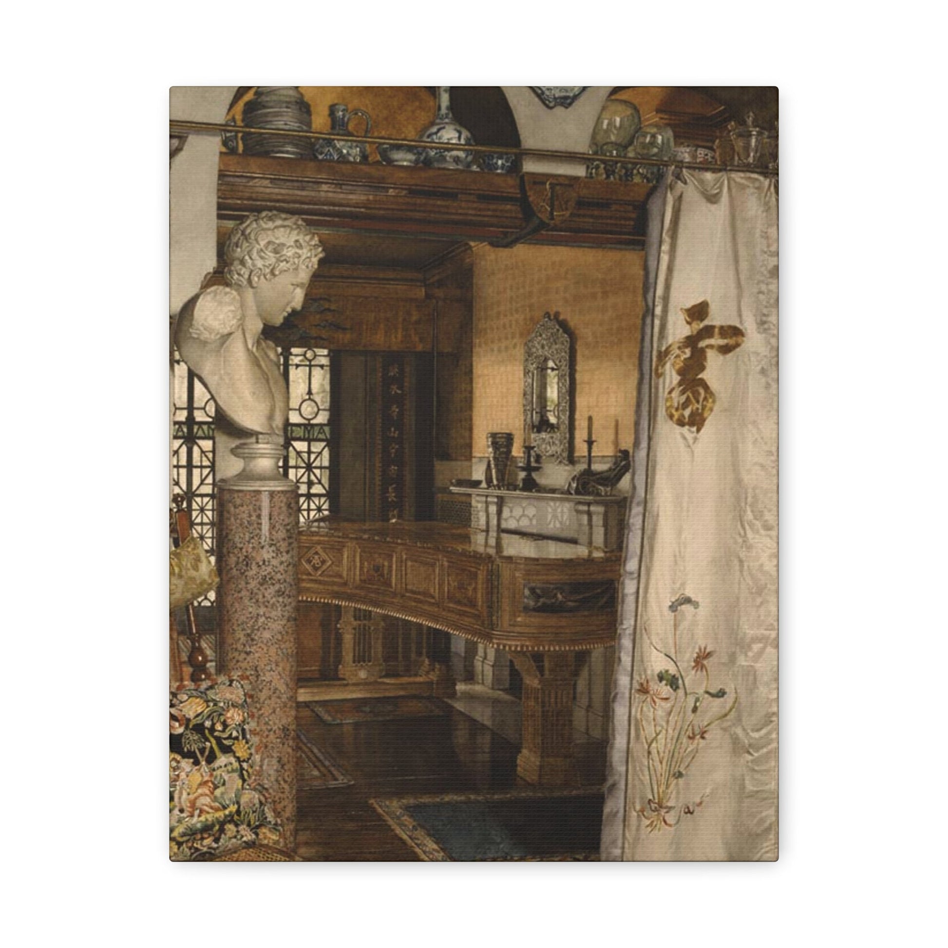 Anna Alma-Tadema (1867-1943) Interior of the Gold Room, Townshend House - Canvas Wall Art-11″ x 14″-The Sticker Space