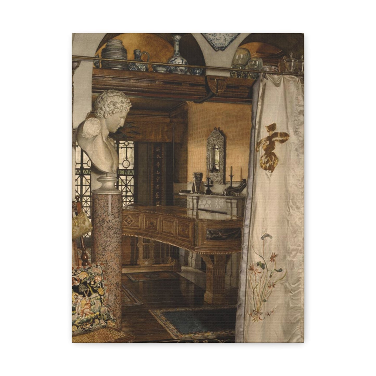 Anna Alma-Tadema (1867-1943) Interior of the Gold Room, Townshend House - Canvas Wall Art-12″ x 16″-The Sticker Space