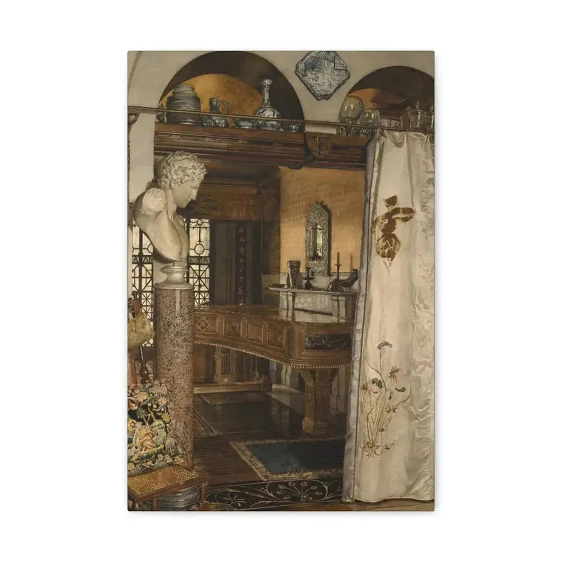 Anna Alma-Tadema (1867-1943) Interior of the Gold Room, Townshend House - Canvas Wall Art 12" x 18" 1.25" - The Sticker Space