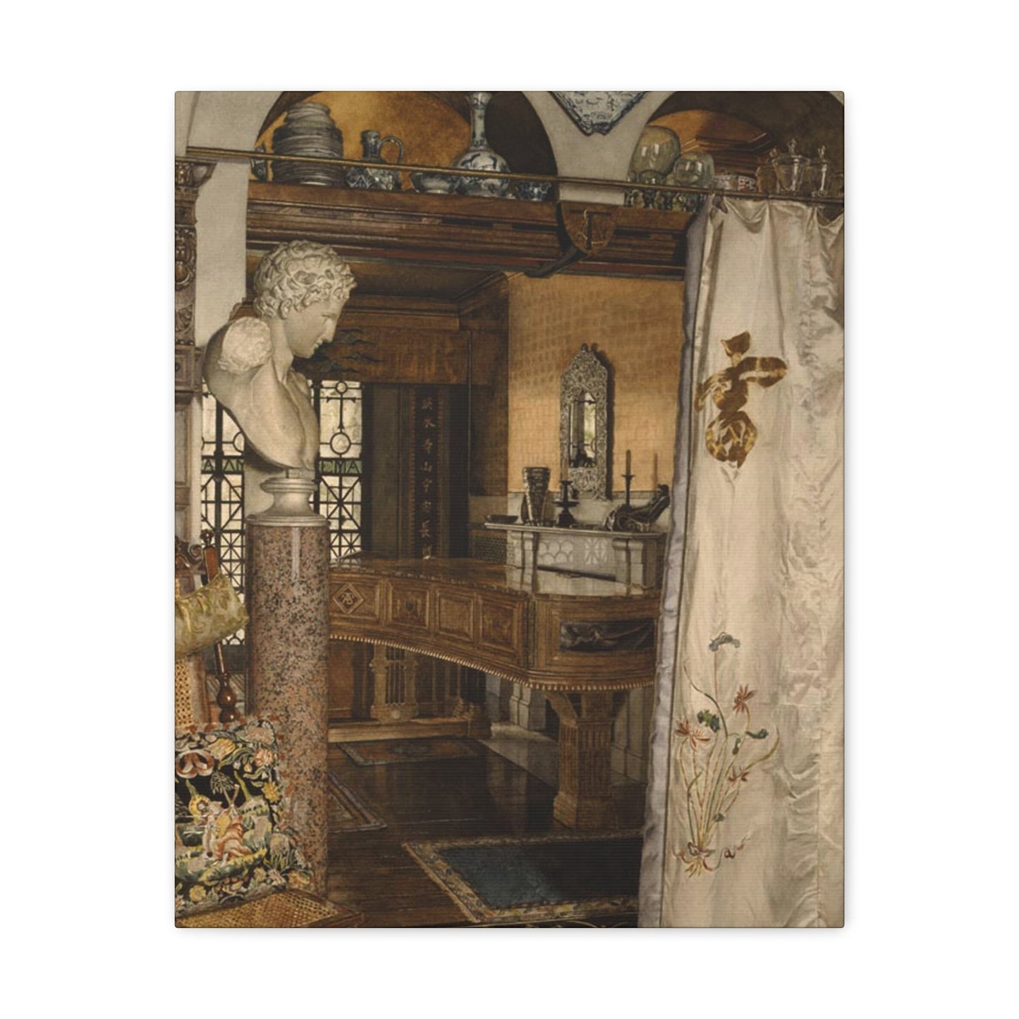 Anna Alma-Tadema (1867-1943) Interior of the Gold Room, Townshend House - Canvas Wall Art-16″ x 20″-The Sticker Space