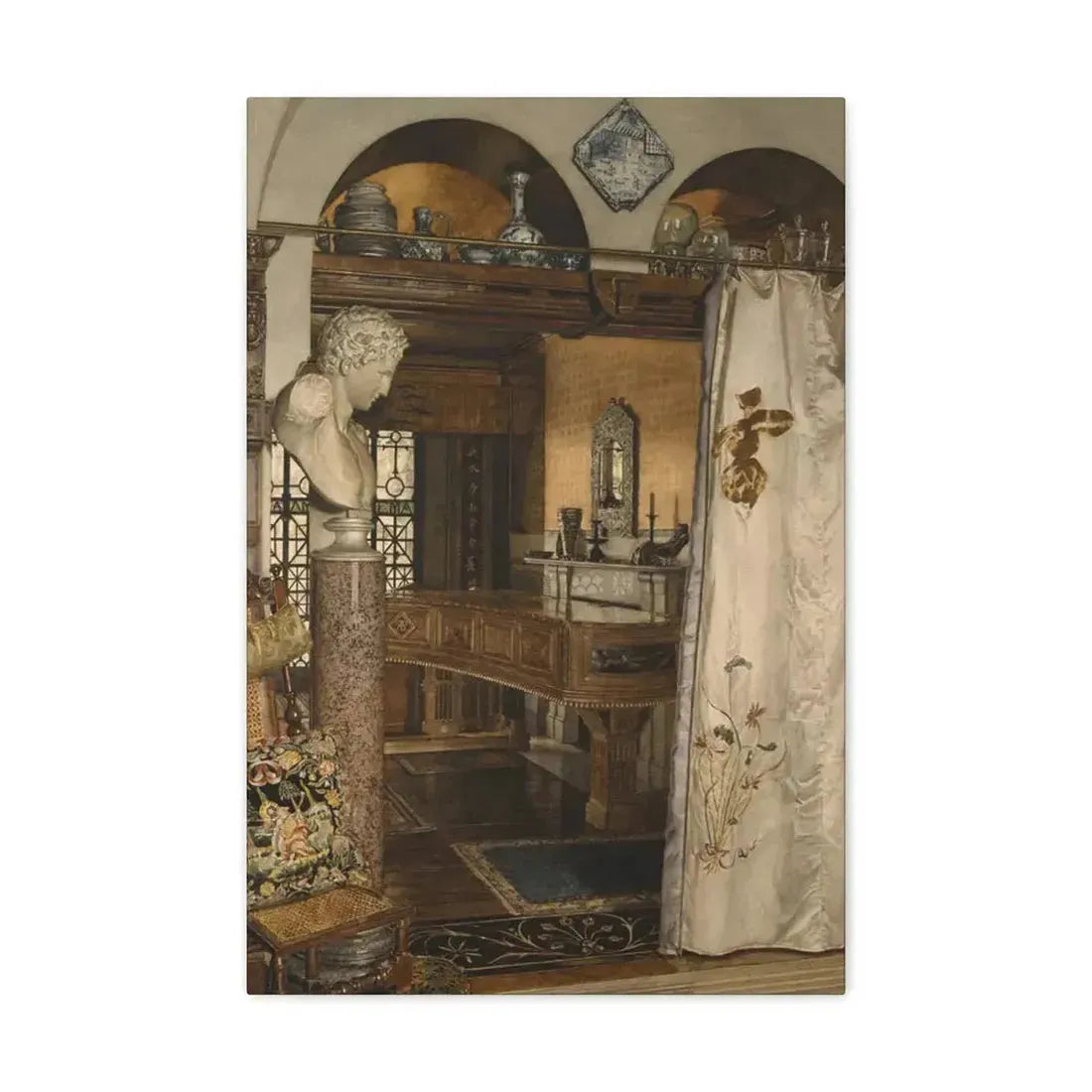Anna Alma-Tadema (1867-1943) Interior of the Gold Room, Townshend House - Canvas Wall Art 16″ x 24″ 1.25" - The Sticker Space