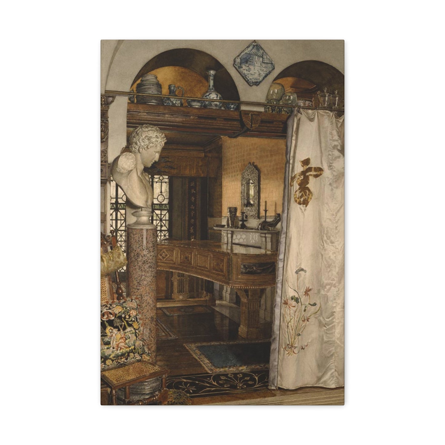 Anna Alma-Tadema (1867-1943) Interior of the Gold Room, Townshend House - Canvas Wall Art-16″ x 24″-The Sticker Space