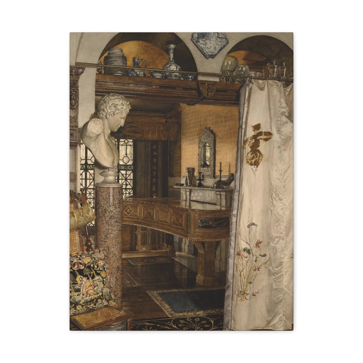 Anna Alma-Tadema (1867-1943) Interior of the Gold Room, Townshend House - Canvas Wall Art-18″ x 24″-The Sticker Space