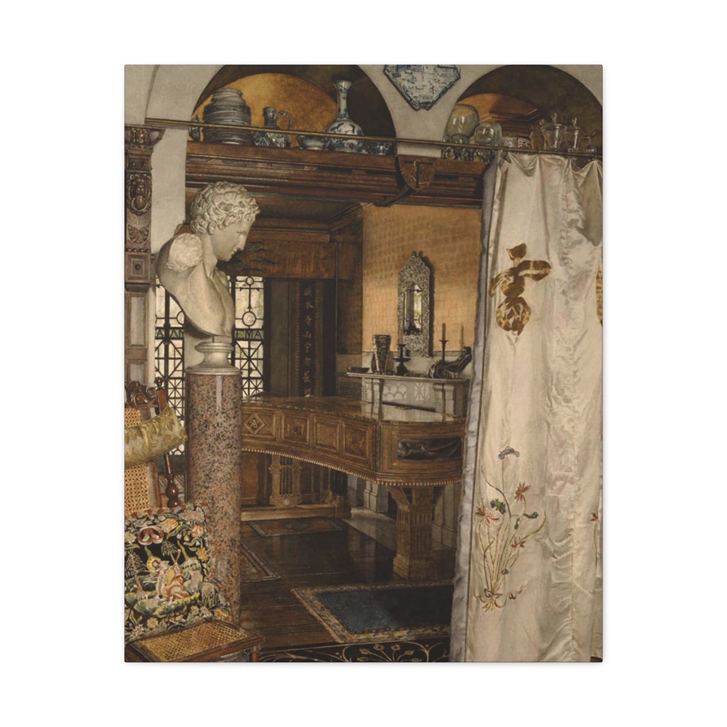 Anna Alma-Tadema (1867-1943) Interior of the Gold Room, Townshend House - Canvas Wall Art-24″ x 30″-The Sticker Space